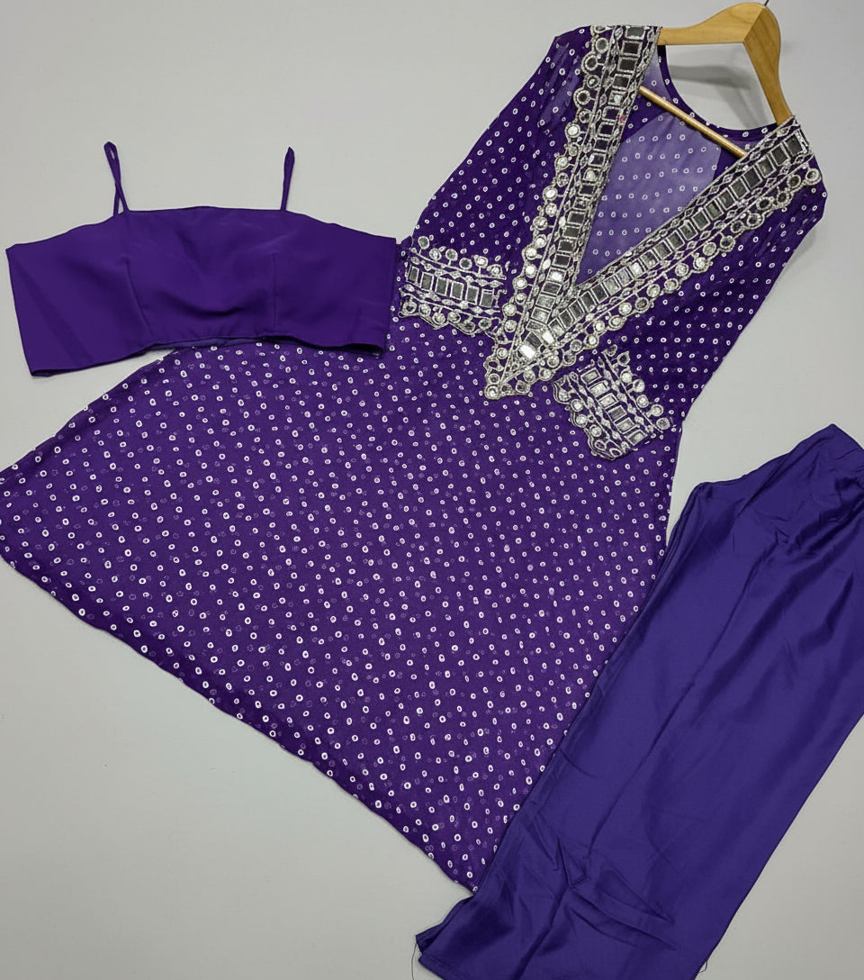 Sapphire Ensemble Style Side Cut Kurti Co-ord Set