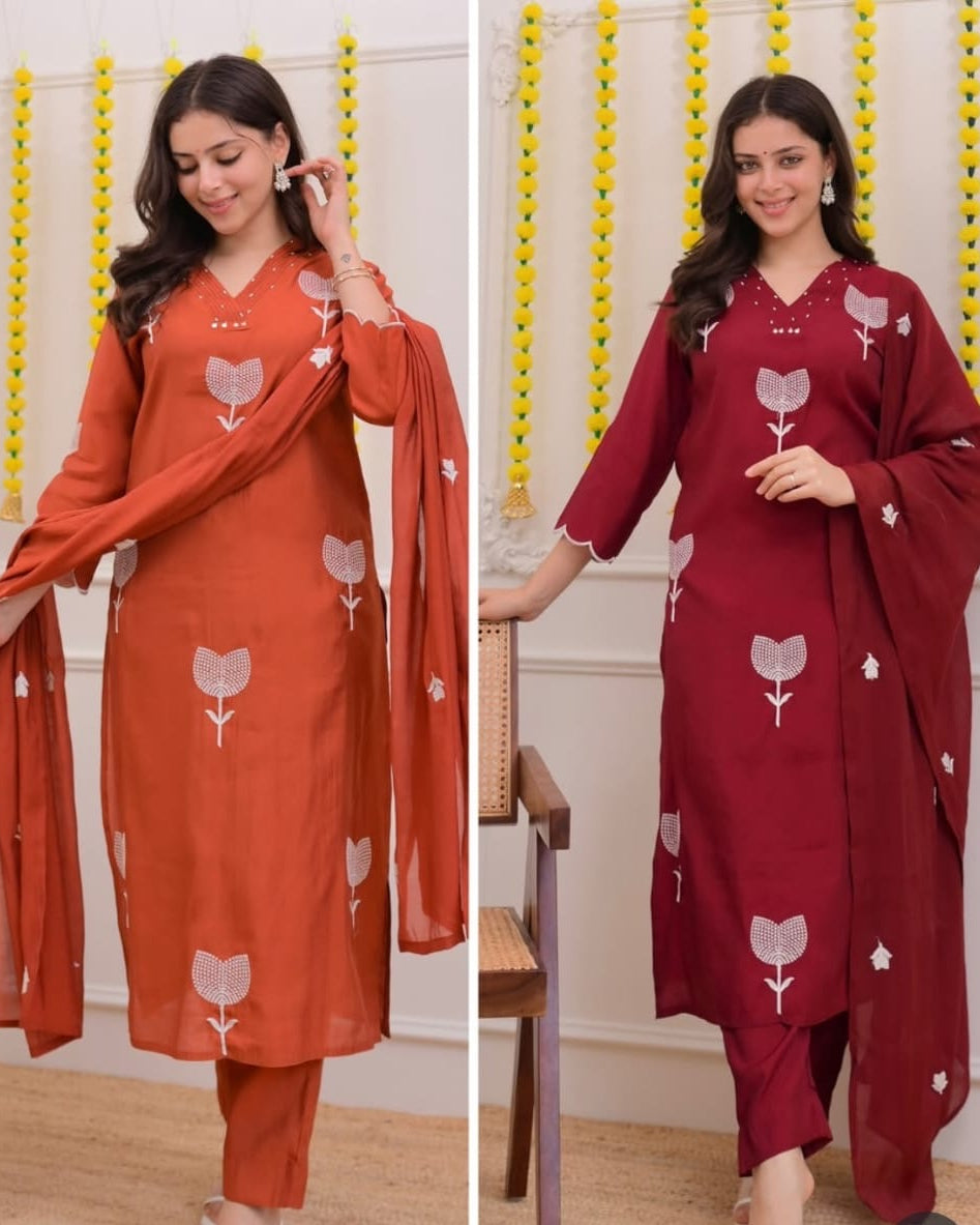 Cotton Kurta Pant Set with Dupatta