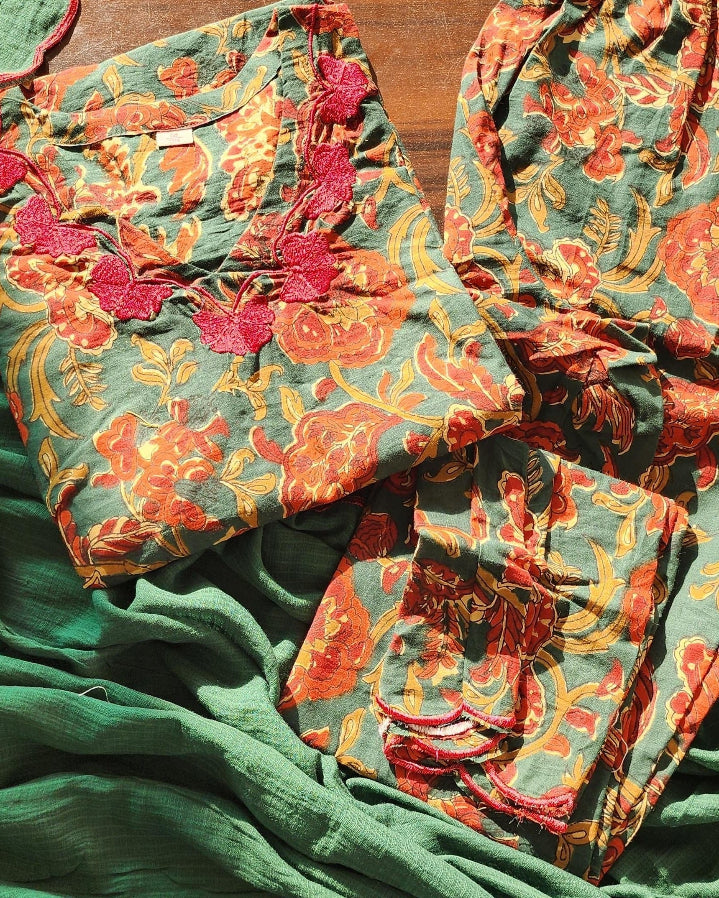 Anaya Cotton Set With Kota Doria Dupatta