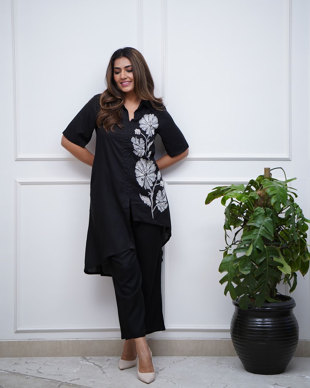 Aarohi Black Cotton Co-ord Set