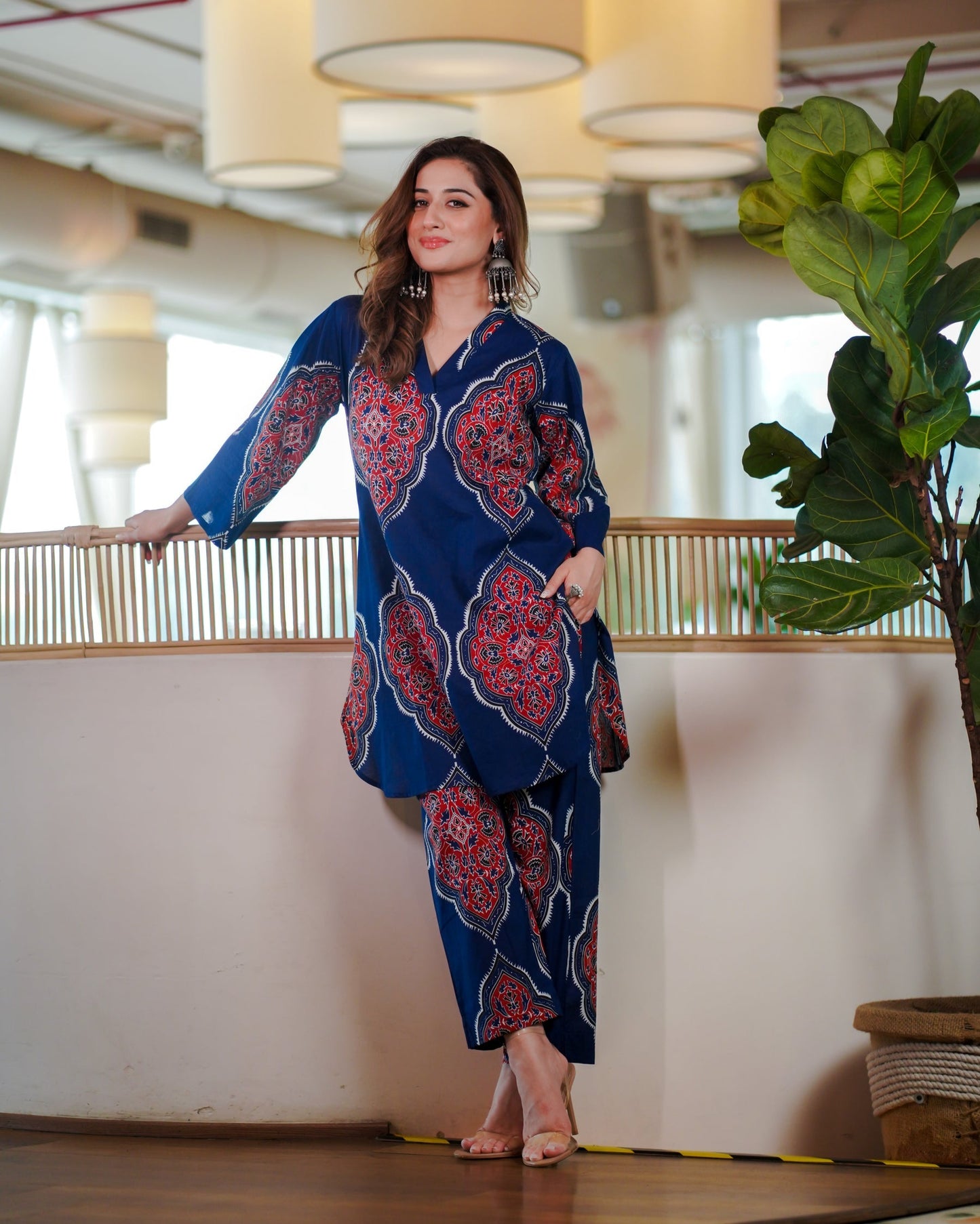 Nayra – Ethnic Leaf Printed Cotton Co-ord Set