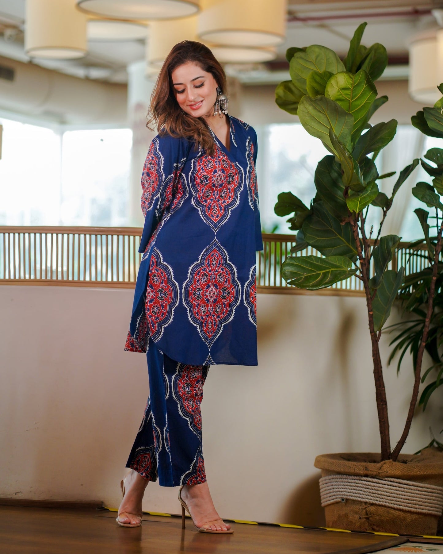 Nayra – Ethnic Leaf Printed Cotton Co-ord Set