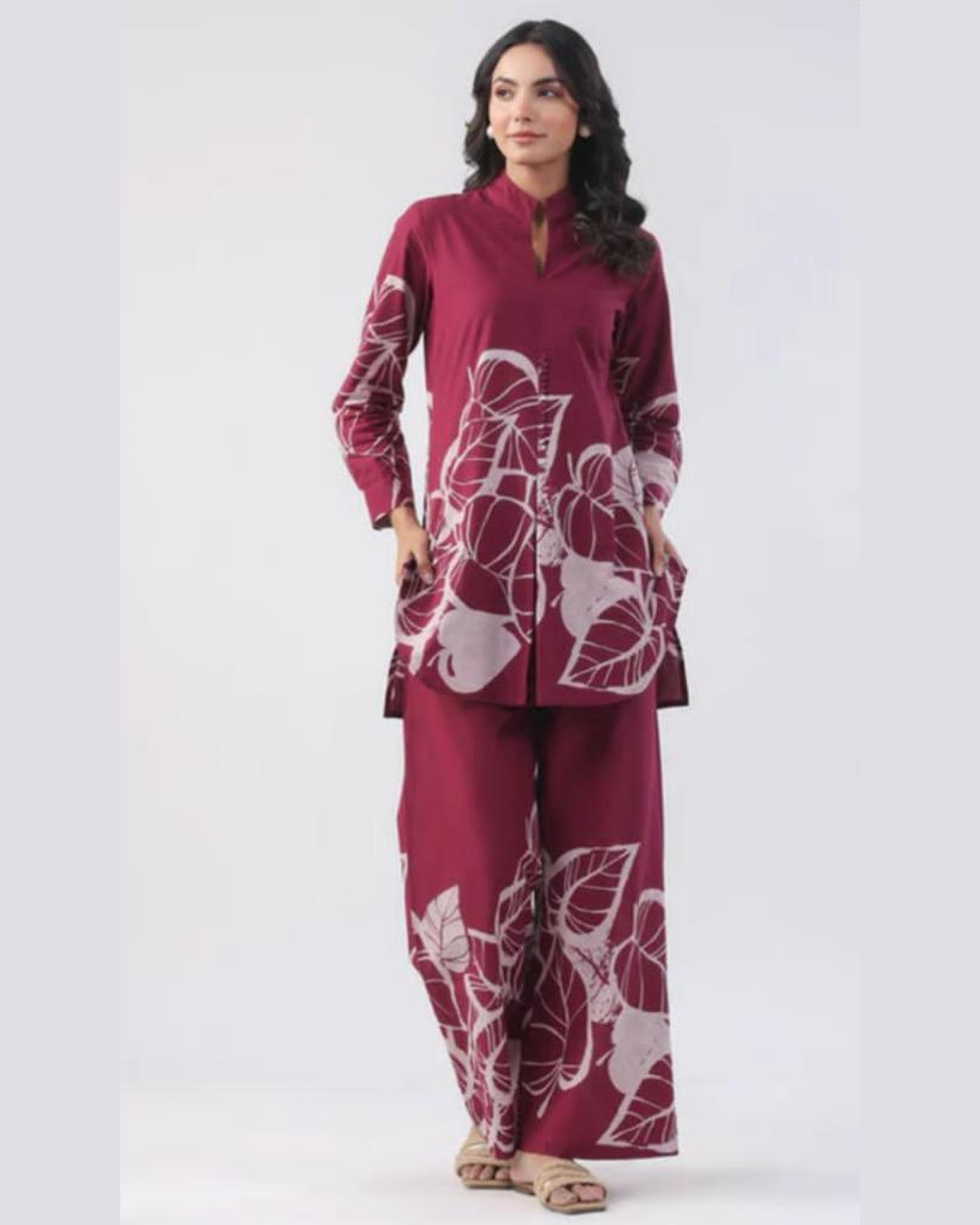 Noir Leaf – Discharge Print Cotton Co-ord Set