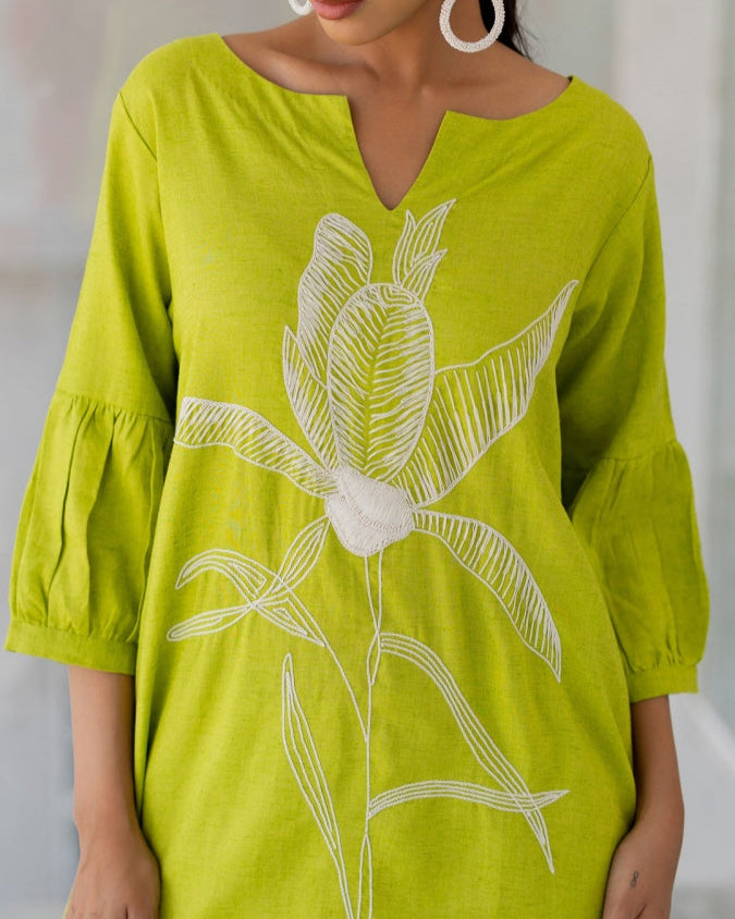 Zehra Lime Embroidered Set