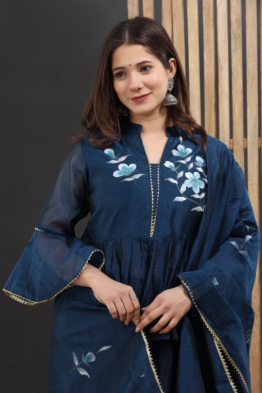 Tara Chanderi Hand-Painted Lehenga Set