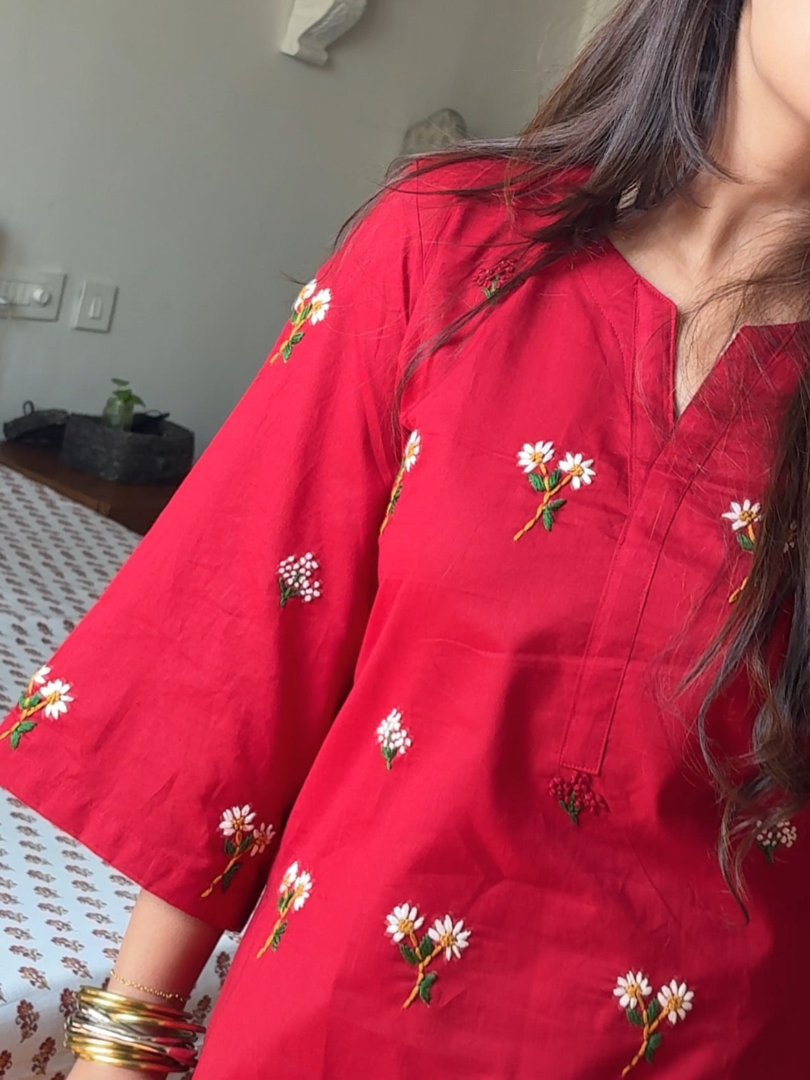 Red Embroidered Farshi Salwar Suit Set for Women |