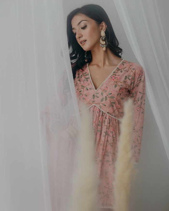 Fiza Floret Sharara Set With Kota Doria Dupatta