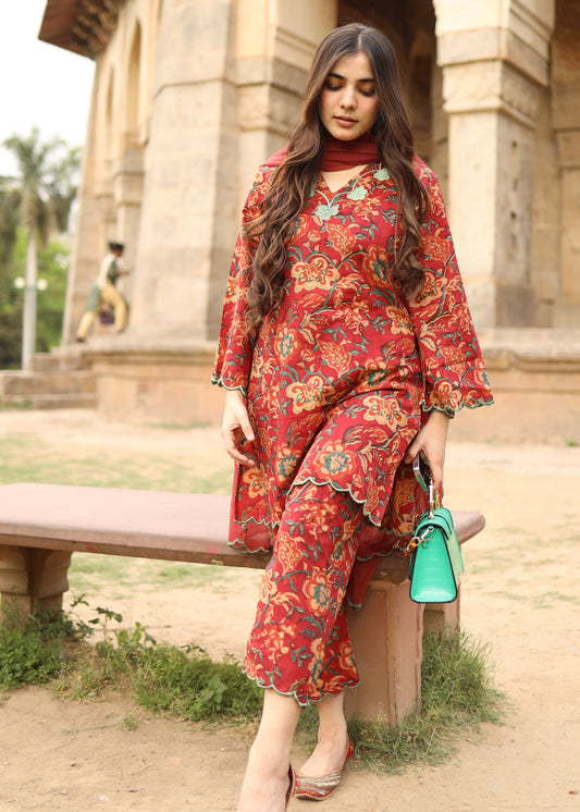 Inaaya Cotton Set With Kota Doria Dupatta