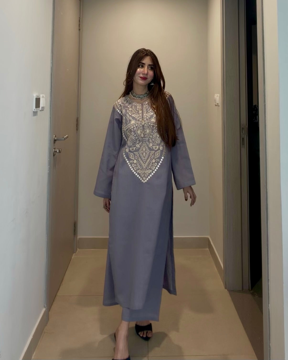Dusty Blue Cotton Co-Ord Set for Women 