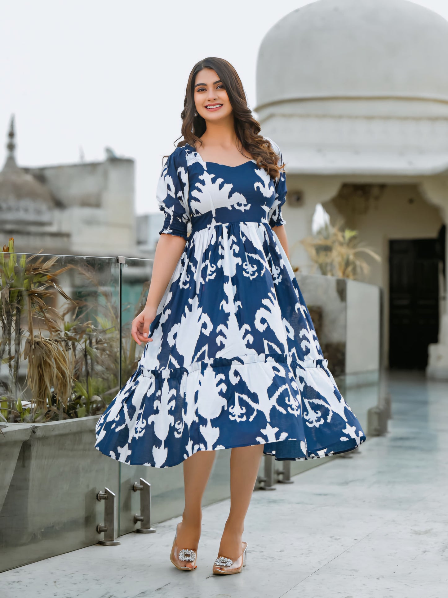 Sapphire Swirl Cotton Middi