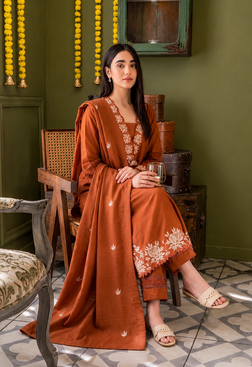 Clay Petals Kurta Set