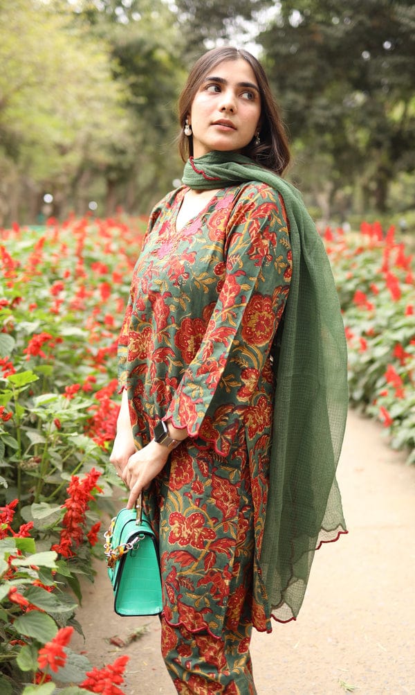 Anaya Cotton Set With Kota Doria Dupatta
