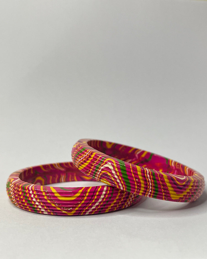 Pichwai Handcrafted Pink Lac Bangles