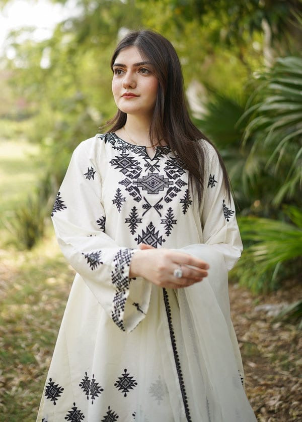 Roshi Mul Cotton Embroidered Farshi Salwar Suit Set with Dupatta for Women