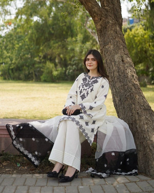 Roshi Mul Cotton Embroidered Farshi Salwar Suit Set with Dupatta for Women