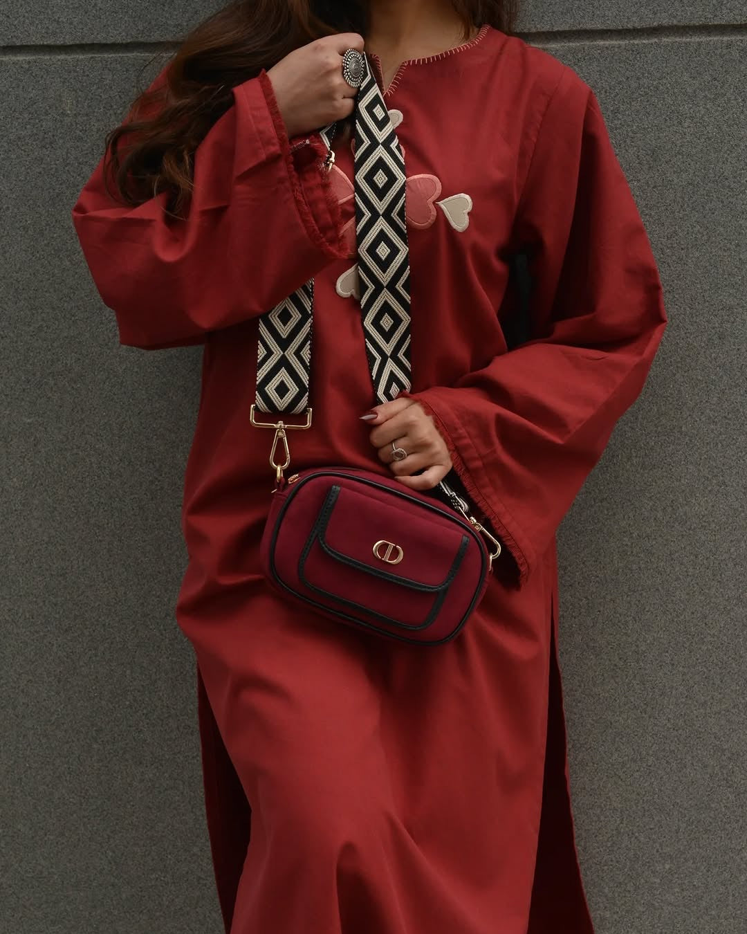 Rust Red Embroidered Cotton Kurti Pant Set 