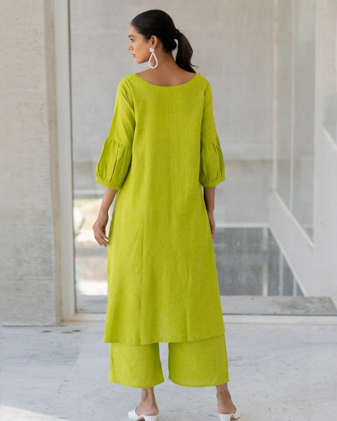 Zehra Lime Embroidered Set